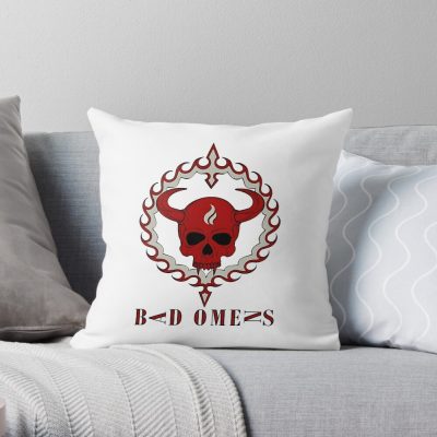 Bad Omen Skull Logo Throw Pillow Official Bad Omens Merch